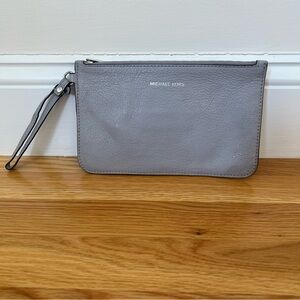 Michael Kors Light Gray Leather Wristlet